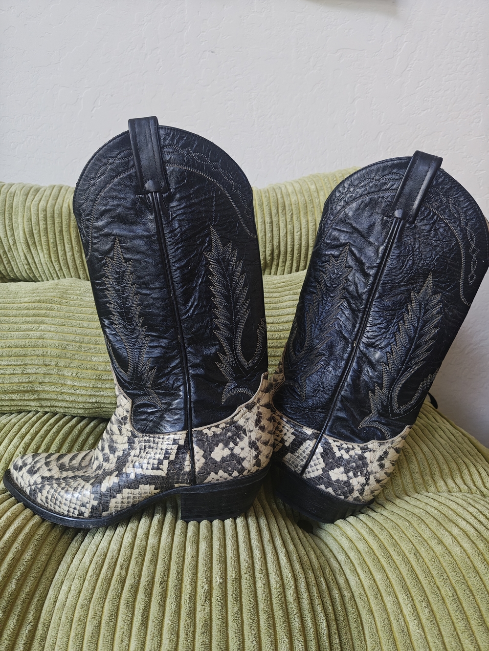 Tony Lama Black and Snakeskin Western Boots